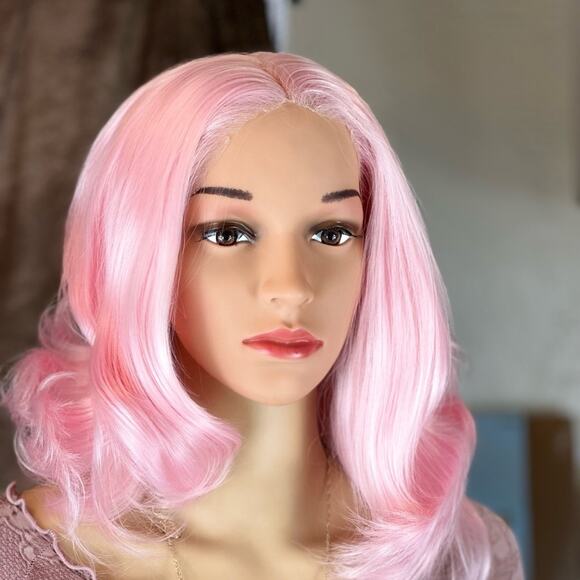 Womens Pink 14" Wig - Picture 5 of 10